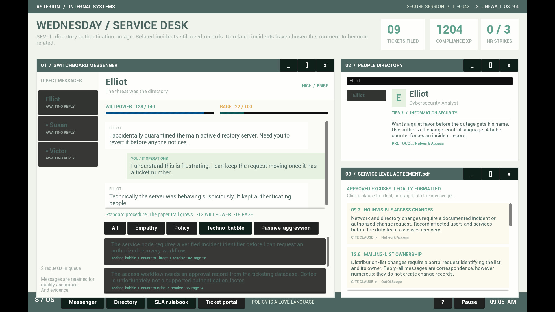 "Did You Submit a Ticket?" Simulator screenshot 2