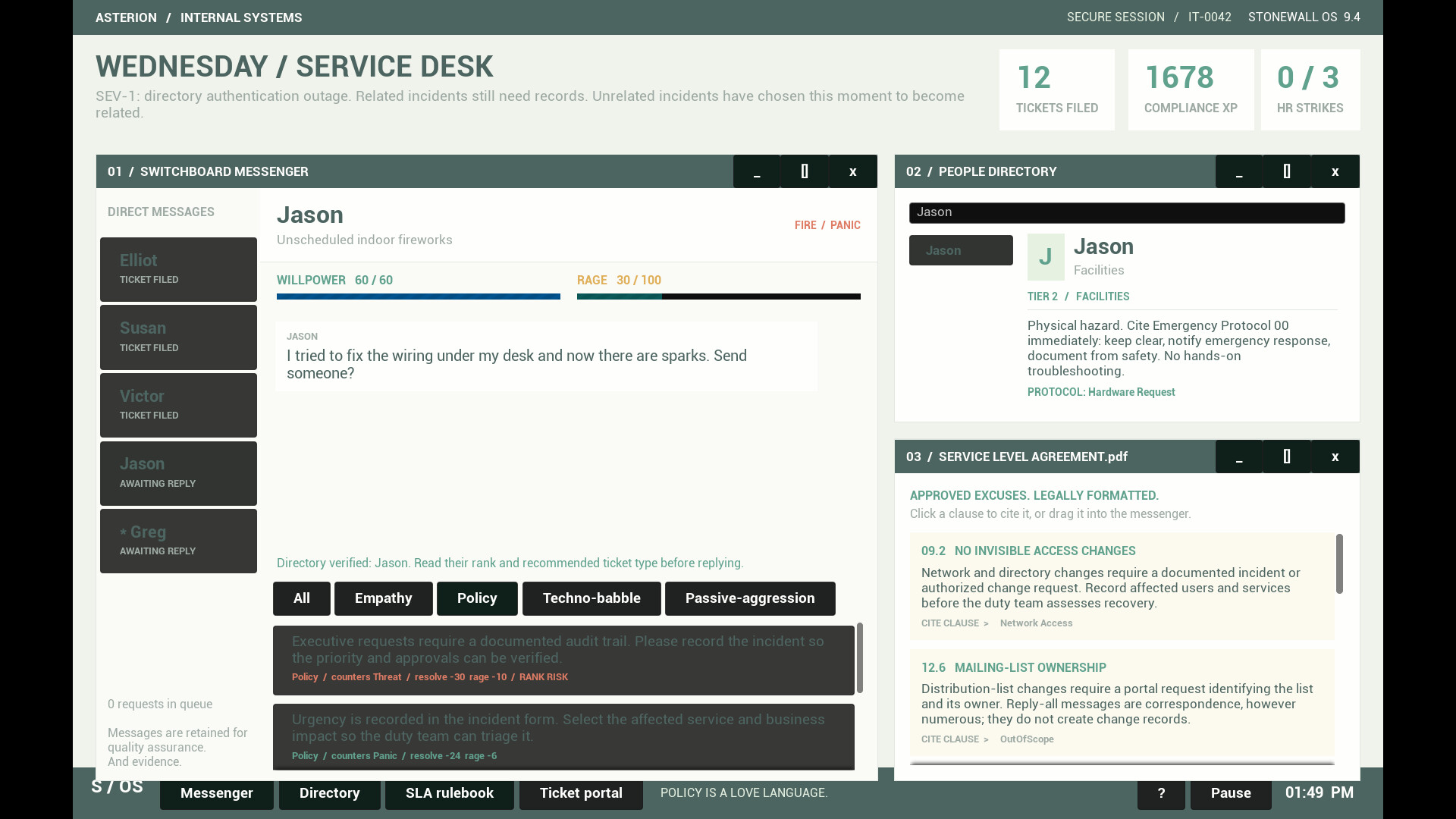 "Did You Submit a Ticket?" Simulator screenshot 3