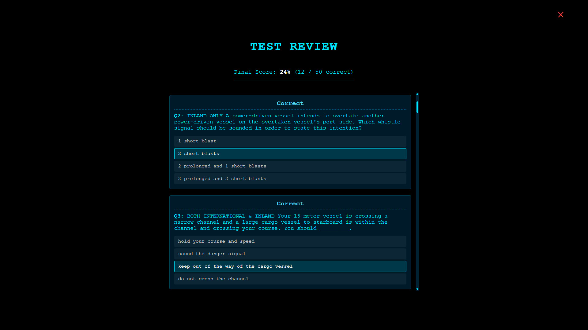 Watchstander: CORTA — COLREGS / Rules of the Road Training Administrator screenshot 2