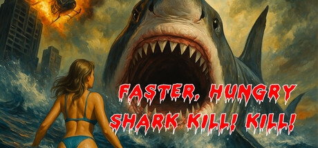 Cover art from Faster, Hungry Shark! Kill! Kill!