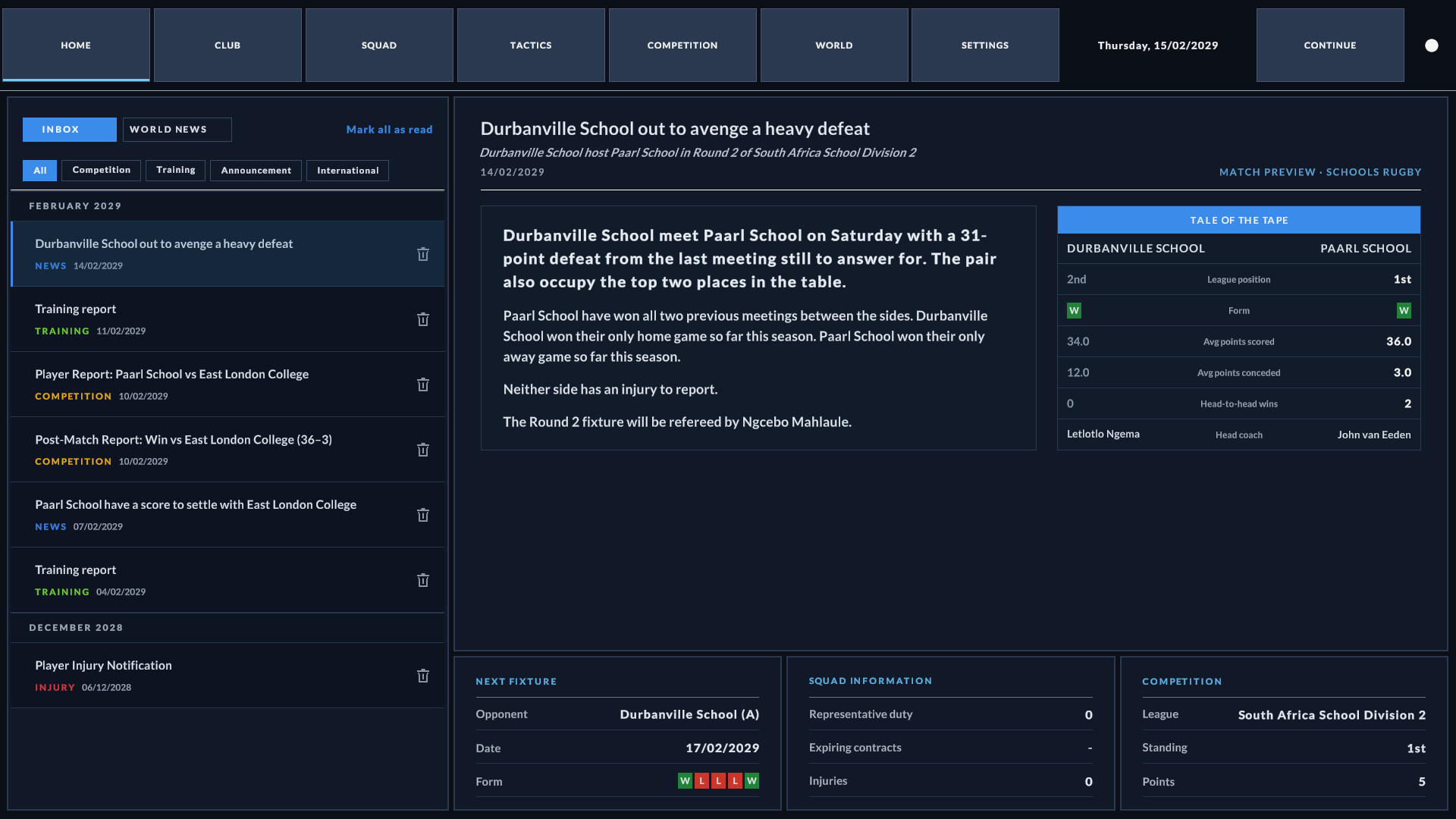Rugby Career Manager screenshot 3