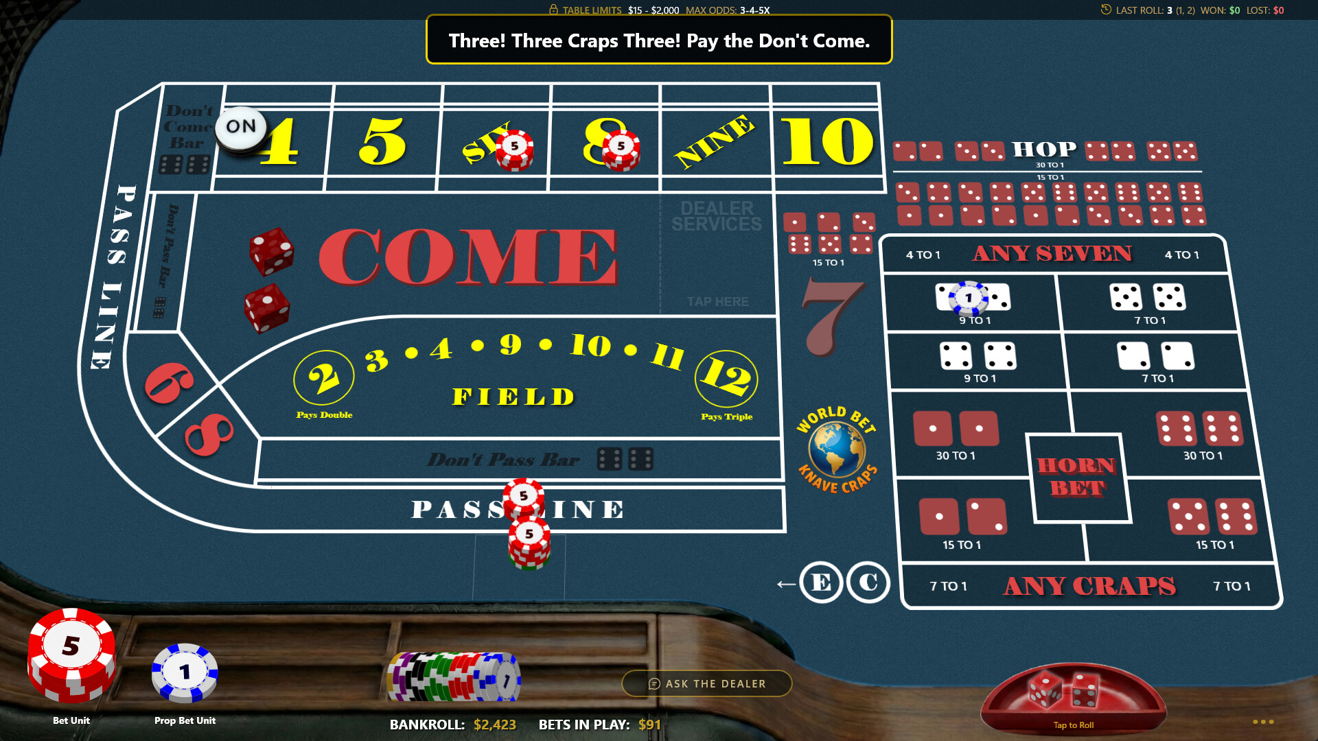 Knave Craps screenshot 2
