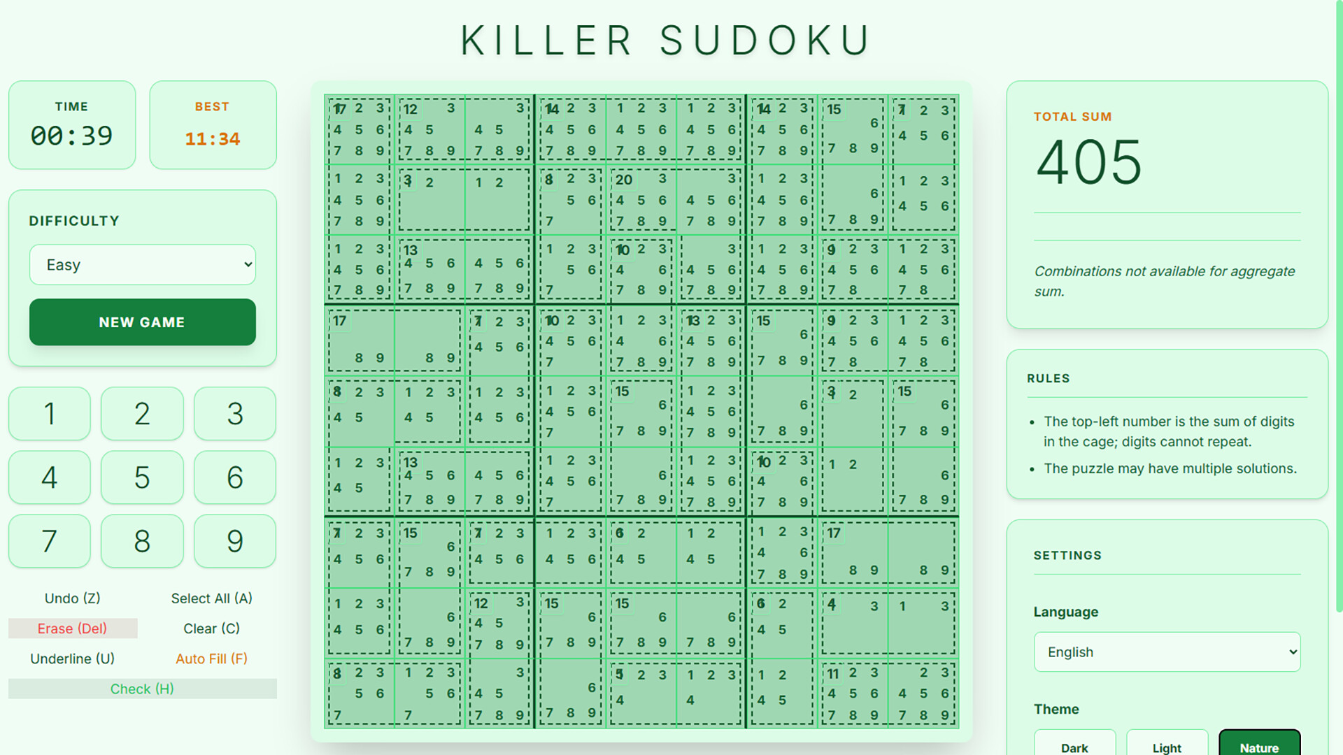 Endless Killer Sudoku screenshot 4