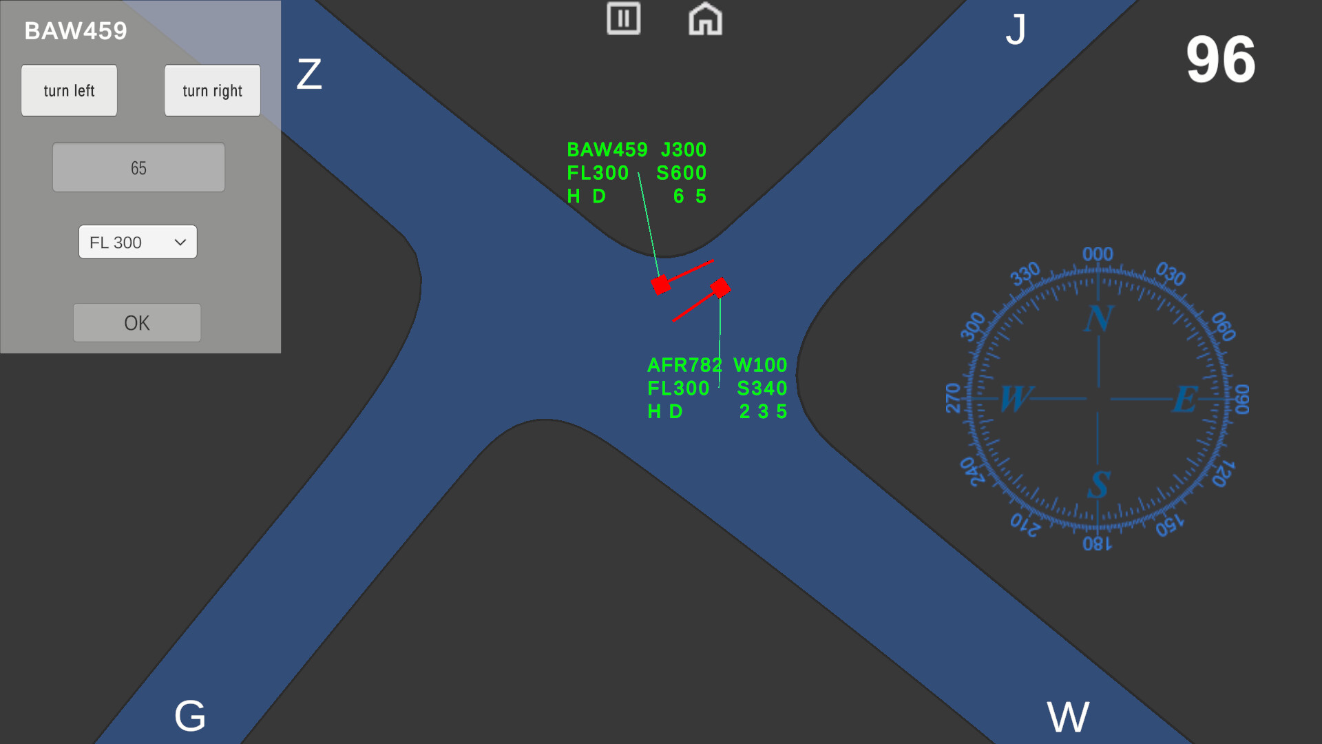 Radar ATC simulator screenshot 2