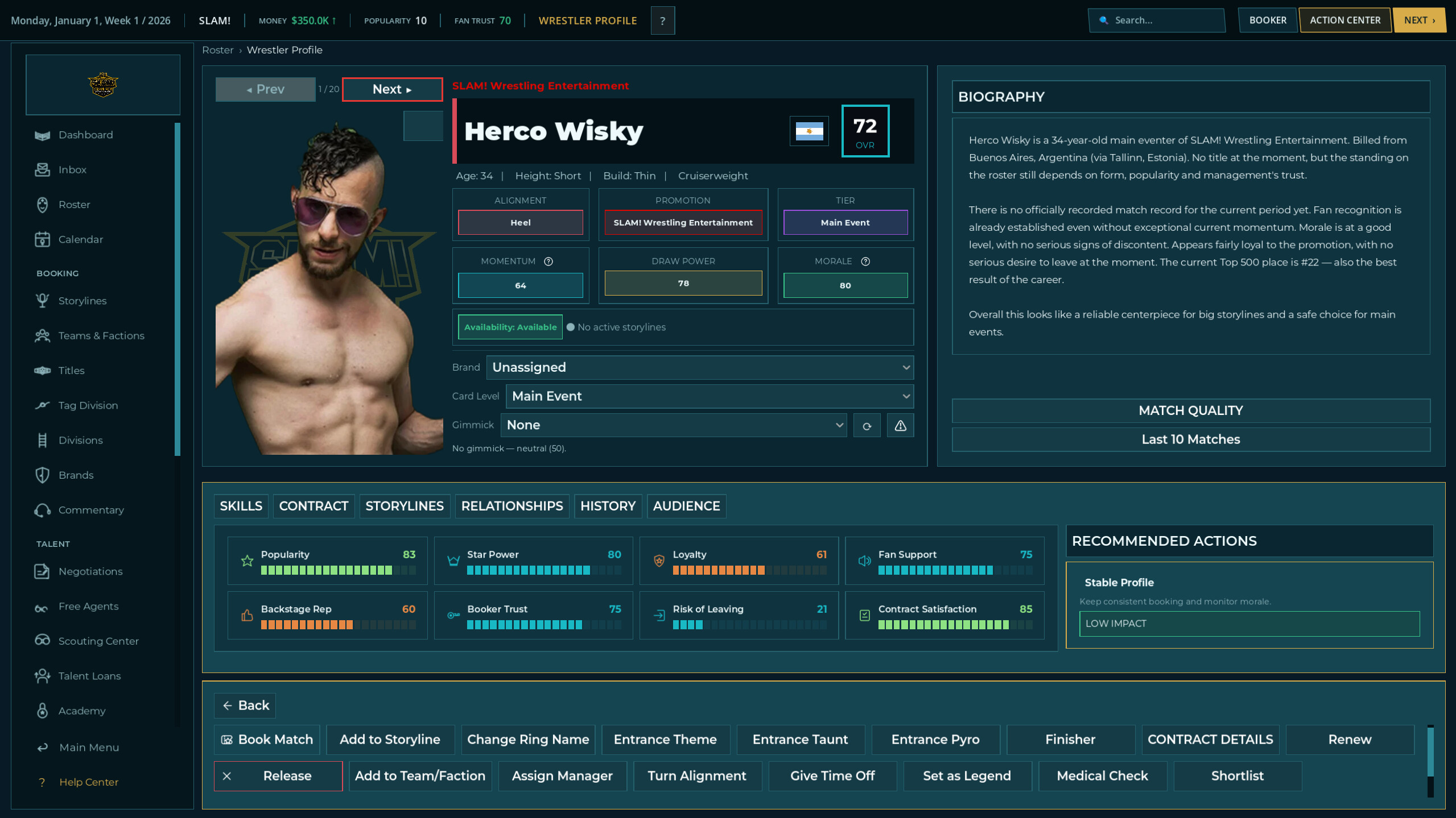 WBS26 Wrestling Booker Simulator screenshot 4