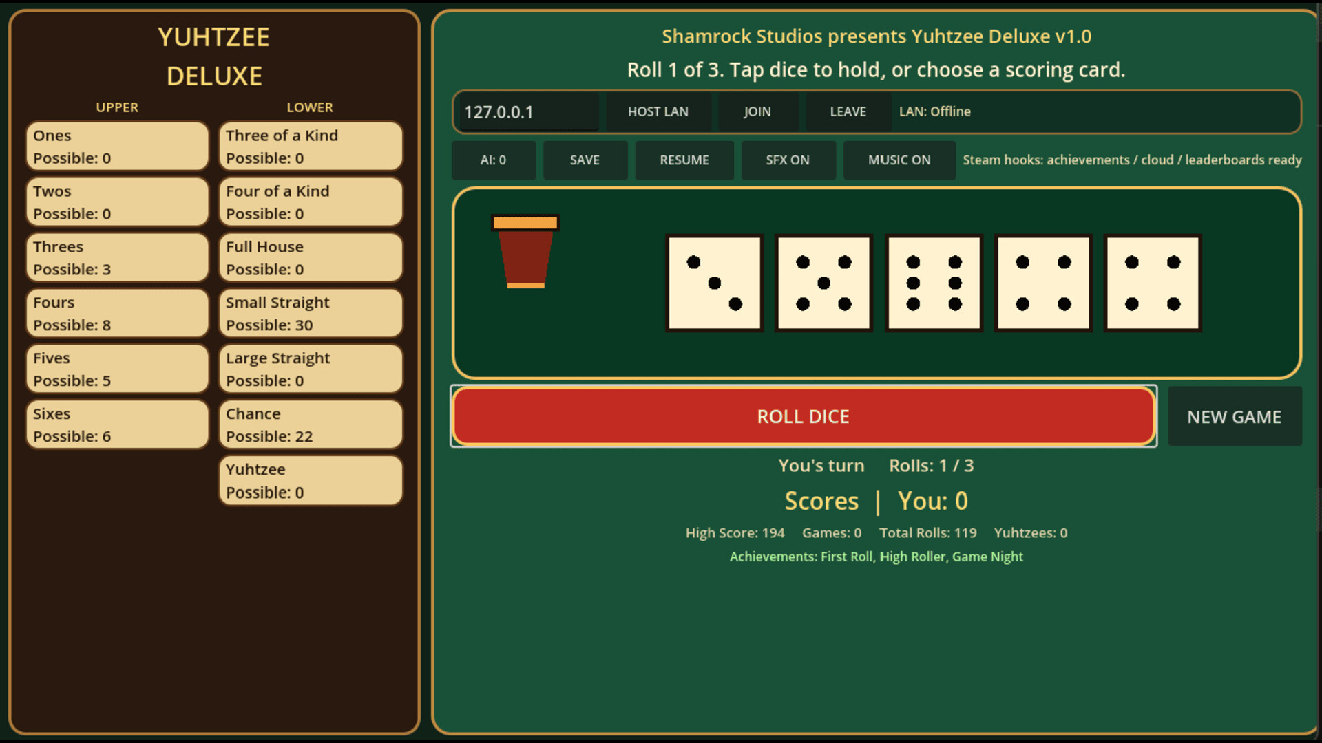 Yuhtzee screenshot 2