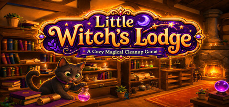 Cover art from Little Witch’s Lodge A Cozy Magical Cleanup Game