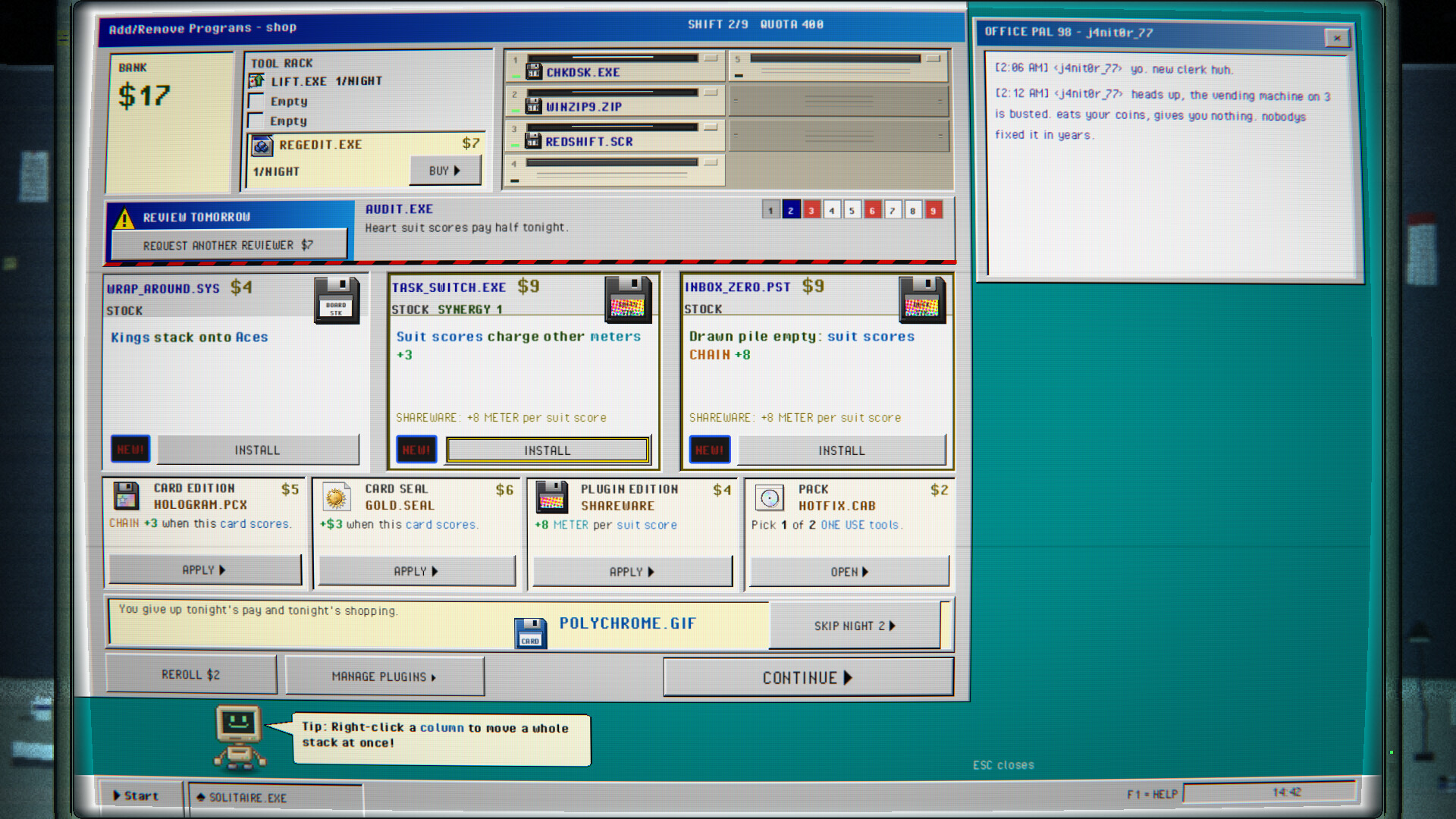 SOLITAIRE.EXE: A Roguelike on the Night Shift screenshot 3