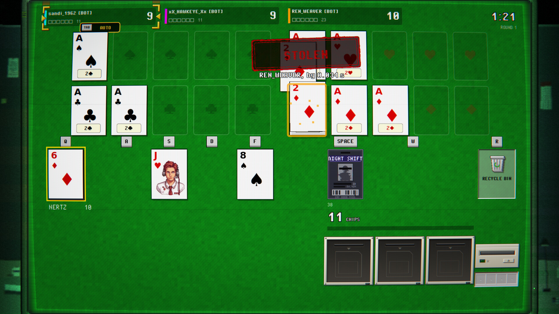 SOLITAIRE.EXE: A Roguelike on the Night Shift screenshot 2