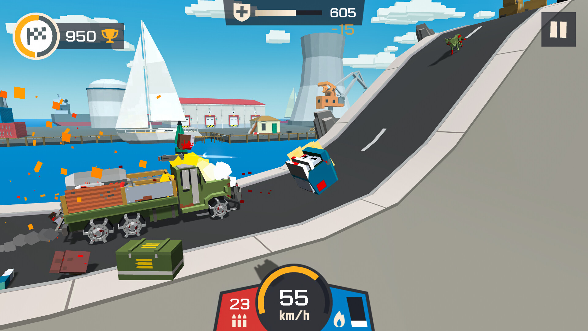 Zombie Derby: Blocky Roads screenshot 2