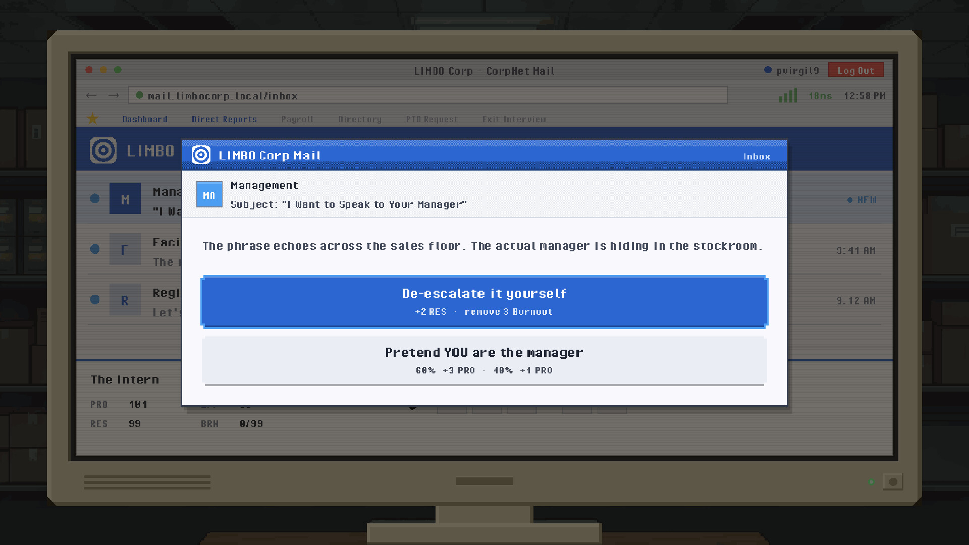 Open Headcount: A Corporate-Hell Roguelike screenshot 2