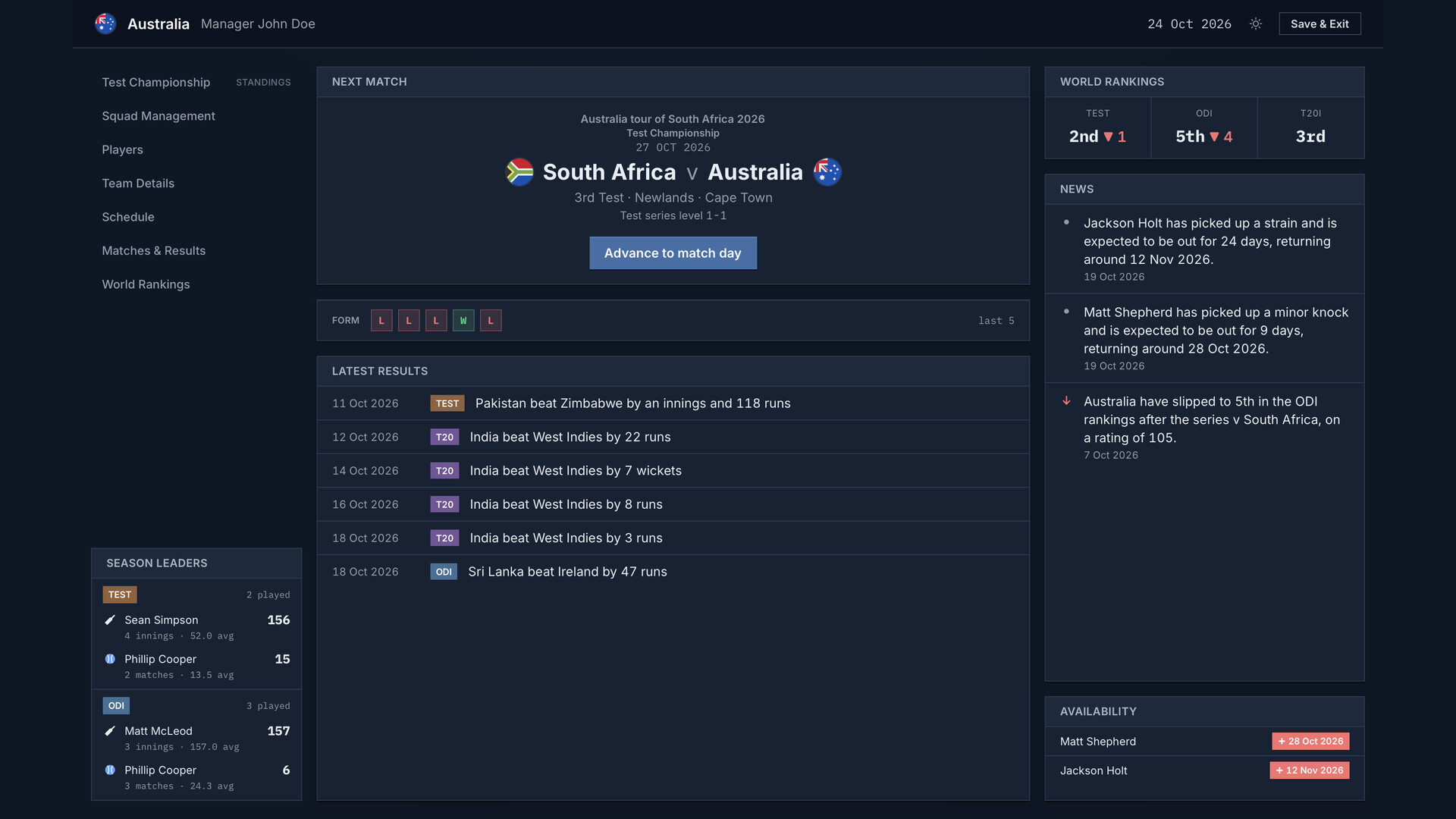 Cricket Team Manager screenshot 2