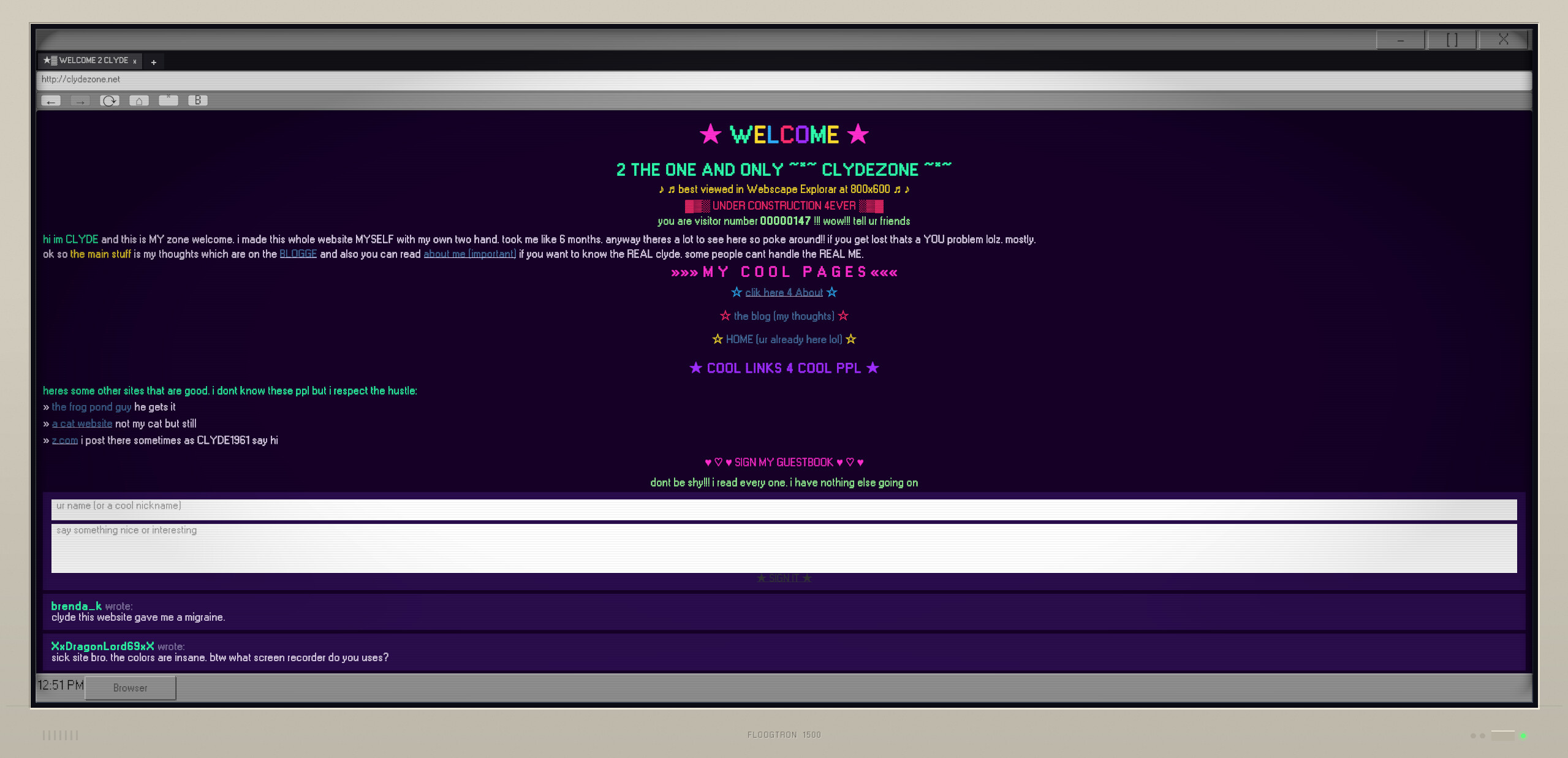 Guestbook screenshot 2