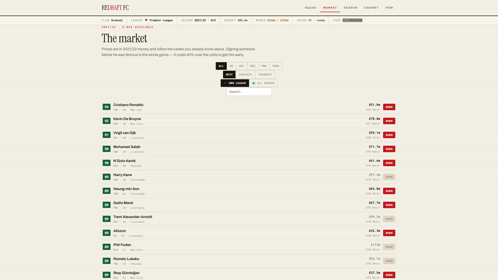 Redraft FC screenshot 3
