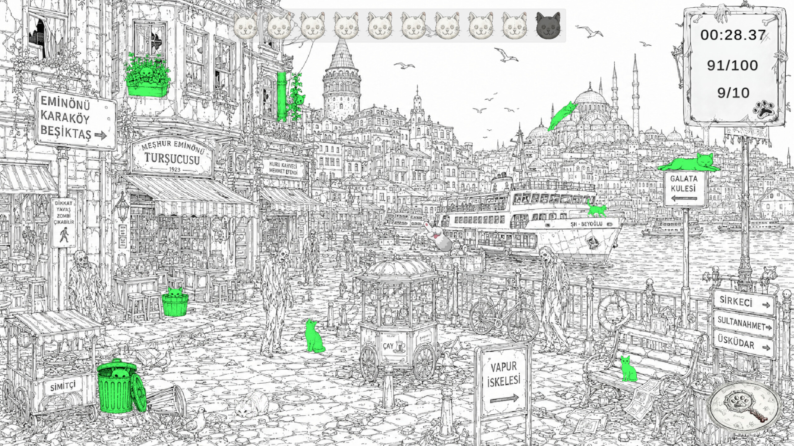 Zombie Mystery: 100 Hidden Cats screenshot 2