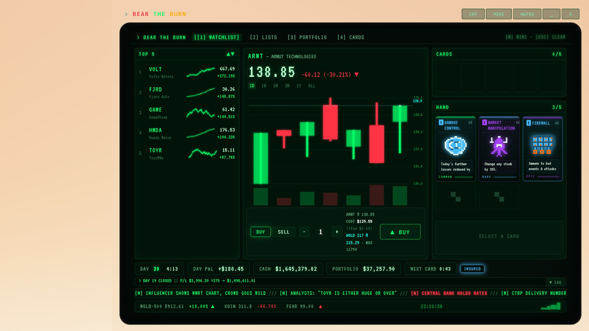 BEAR THE BURN: A Stock Market Deckbuilder screenshot 4