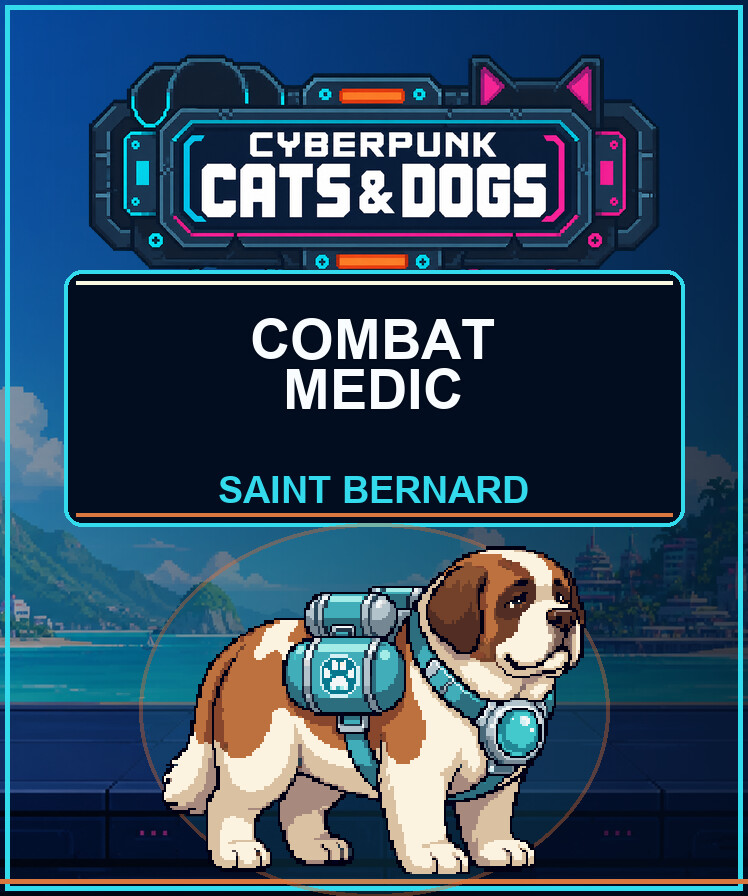 Cyberpunk Cats & Dogs - Combat Medic (Saint Bernard)