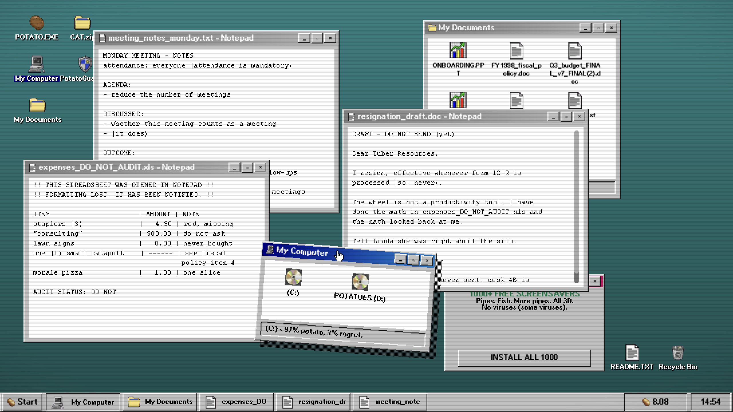 Potato.exe - A Game About Spinning a Wheel to Download Potatoes screenshot 5