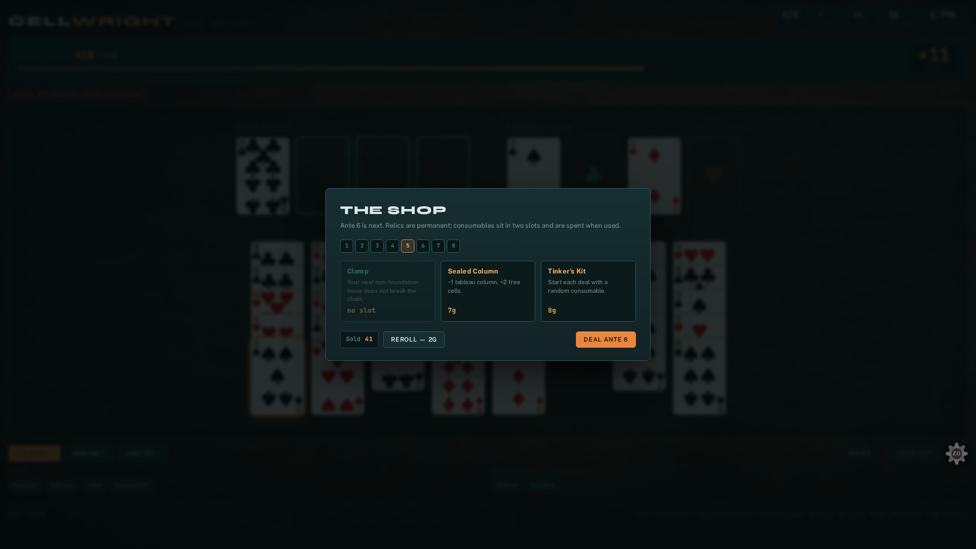 Cellwright - A FreeCell Roguelike screenshot 3
