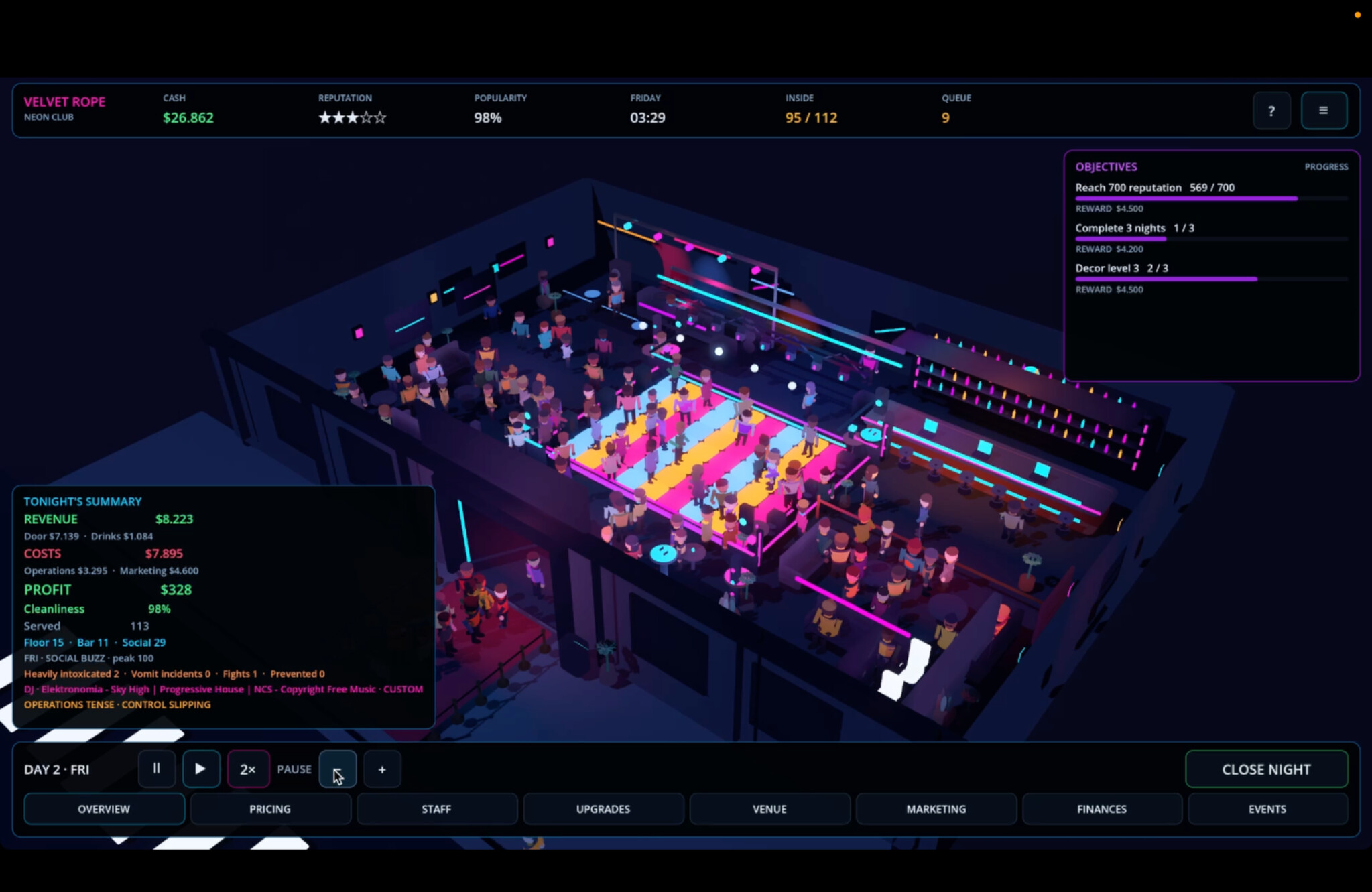 Velvet Rope: Nightlife Manager screenshot 2