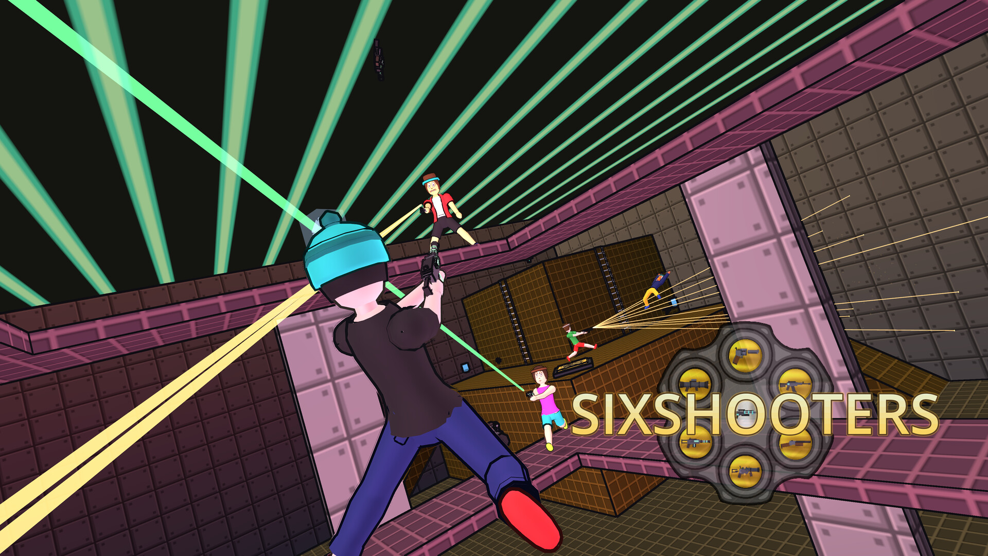Sixshooters: A 6 Player Split-Screen FPS trailer