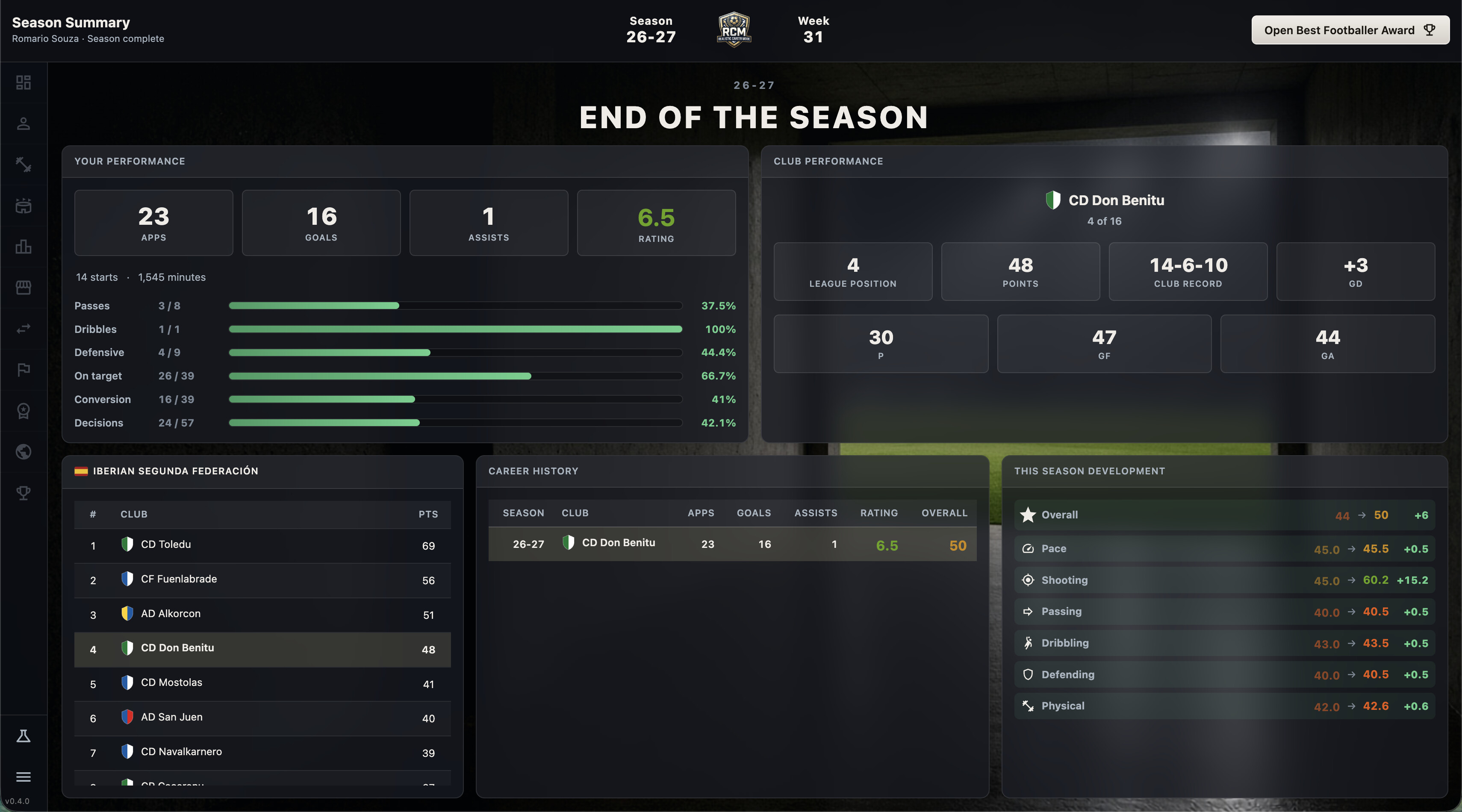 Realistic Football Career screenshot 5