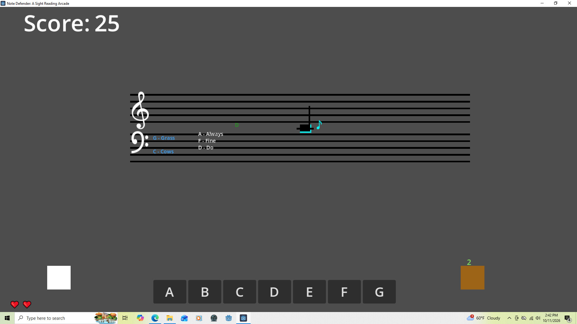 Note Defender: A Sight Reading Arcade screenshot 2