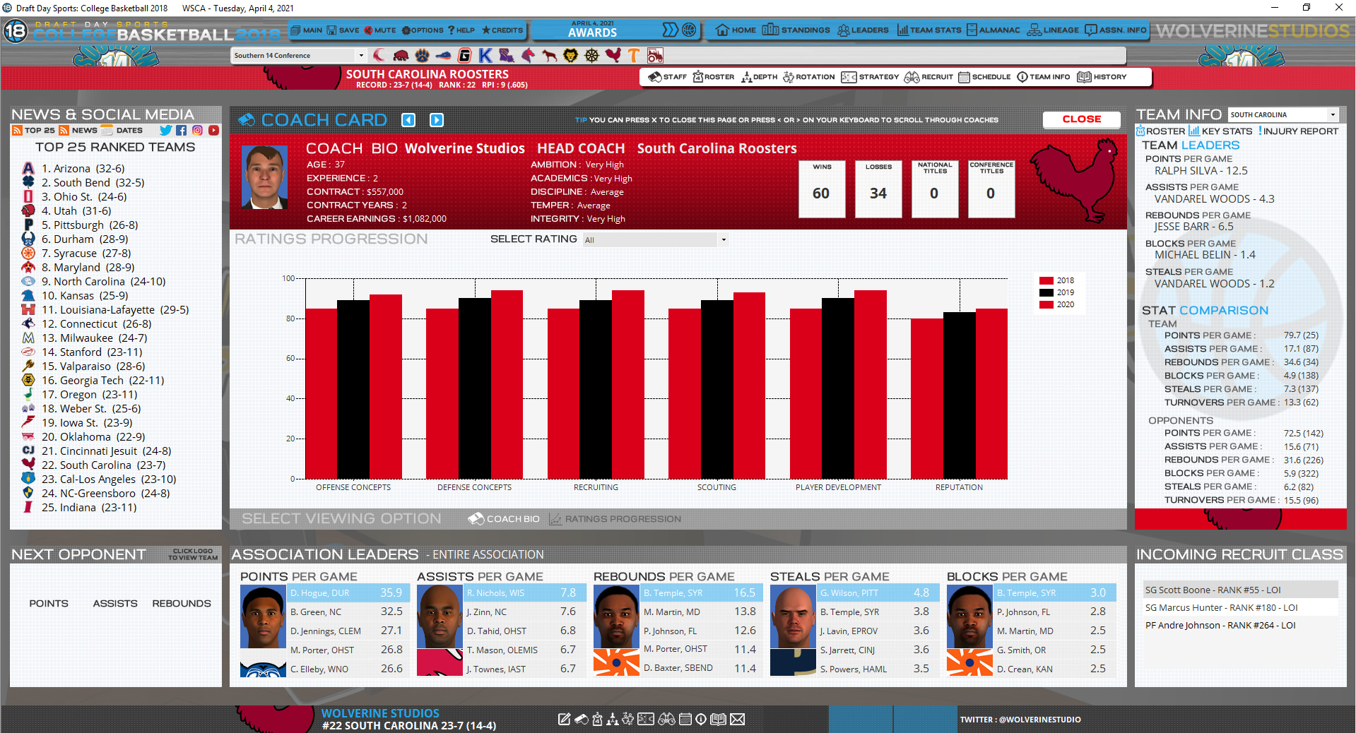 Draft Day Sports: College Basketball 2018 screenshot 3