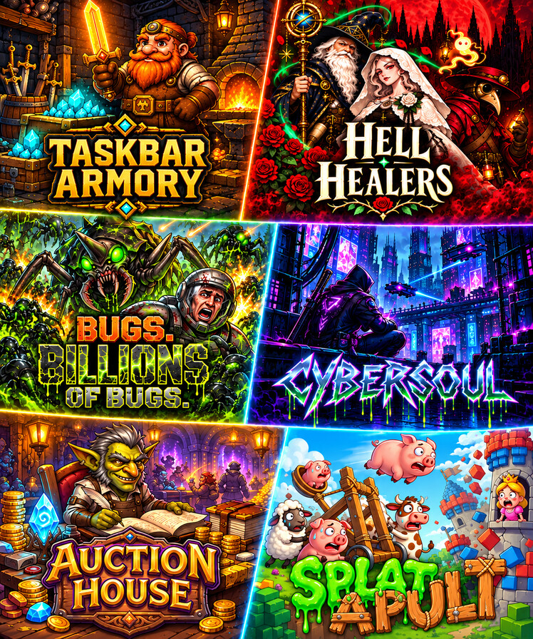 Taskbar Armory + Hell Healers + Bugs + Cybersoul + Auction House + Splatapult